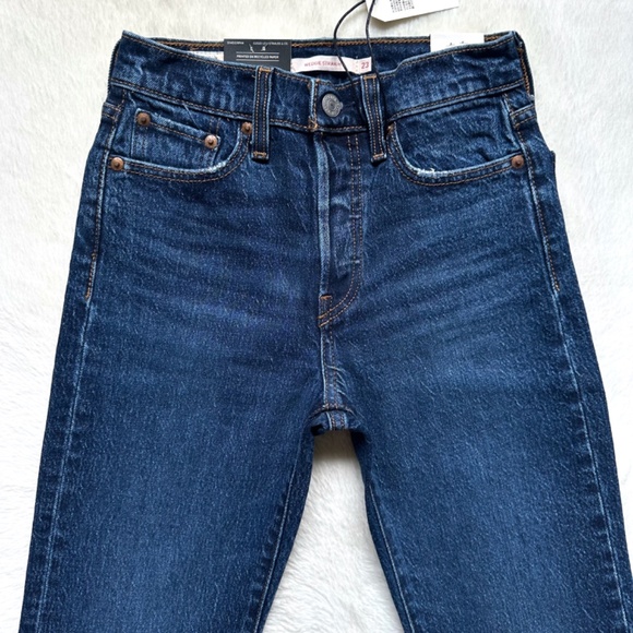 Levis Premium Wedgie Straight High Rise Button Fly Salsa Roll Stretch Jeans - Picture 11 of 12